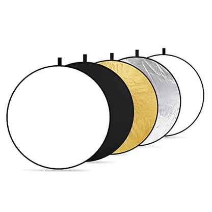 NEEWER 32 Inch/80 Centimeter Light Reflector Light Diffuser 5 in 1 Collapsible Multi Disc with Bag - Translucent, Silver, Gold, White, and Black for Studio Photography Lighting and Outdoor Lighting - size: 80cm