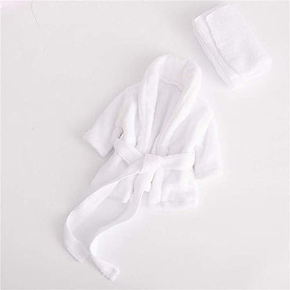 Newborn Baby Photography Props Outfit Robe Bathrobes Towel Sets & Cucumber Slices for Baby Boys Girls Posing Photo Prop - color: White