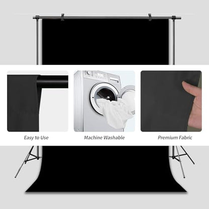 Black Backdrop，Virtual Black Background Sheet，Fabric Wrinkle Resistance Photo Background for Photo Studio Shooting Props，6x9FT - color: Black, size: 6x9ft