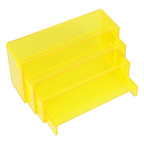 ELEGANTLIFE Acrylic Display Risers Set of 4, 4-Level Tiered Display Stands for Cupcakes, Small Figures & Jewelry, Compact Countertop Display Shelf, Multiple Colors Available (Light Yellow (Translucent)) - color: Light Yellow (Translucent)