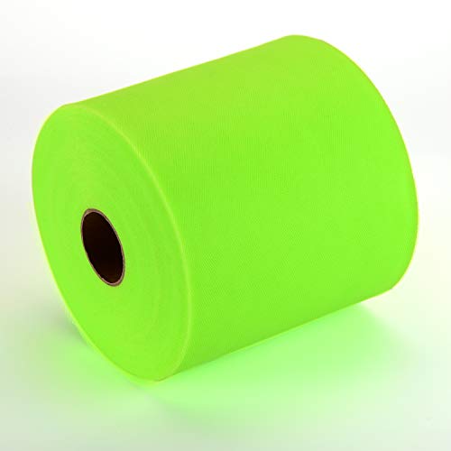 Tulle Fabric Roll, 6” by 200 Yards (600FT) Tulle Organza Fabric Spool for DIY Tutu Skirt Baby Shower Decor Wedding Backdrop Crafts Birthday Party Supplies (Fluorescent Green) - color: Fluorescent Green