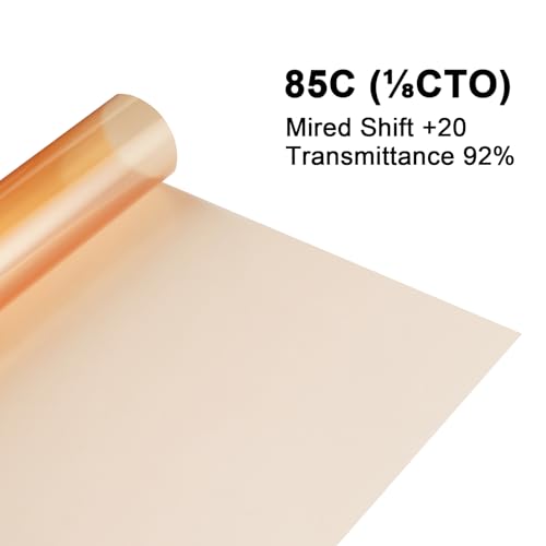 Meking 16x20 inch Lighting Gels 1/8 CTO Photo Lights Gel Orange Filters Transparent Color Correction Light Sheets for Photography Red Head Strobe Flashlight 4Pack - color: 85C Orange