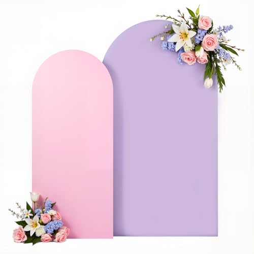 Arch Backdrop Cover Set of 2 Pink Purple Double-Sided Wedding Arch Covers Spandex Backdrop Stand Cover for Birthday Party Bridal Baby Shower Banquet Decoration 6FT 7.2FT - color: Purple Pink