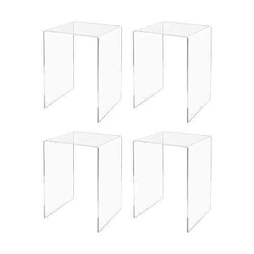 Marketing Holders 4 Pack Clear Acrylic Riser Display Stand 8" x 8" x 12" Merchandise Showcase One Piece Fixture Retail Stores and Boutiques Throne Tabletop Platform - size: 8"W x 8"D x 12"H