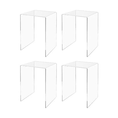 Marketing Holders 4 Pack Clear Acrylic Riser Display Stand 8" x 8" x 12" Merchandise Showcase One Piece Fixture Retail Stores and Boutiques Throne Tabletop Platform - size: 8"W x 8"D x 12"H