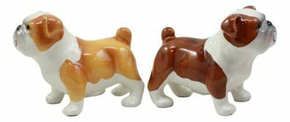 Ebros Gift "English Muscle" Fawn And Chocolate Bulldogs Salt And Pepper Shakers Ceramic Magnetic Figurine Set Bulldog Dogs Animal Accent Decors