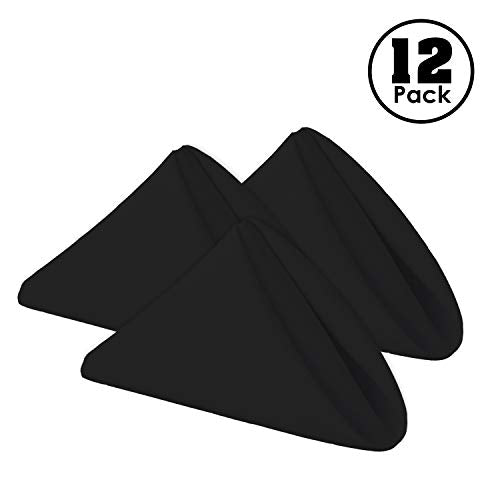 Gee Di Moda Cloth Napkins - 17 x 17 Inch Black Dinner Napkins - Set of 12 Soft & Absorbent Washable Fabric Cloth Table Napkins with Hemmed Edges for Hotel Restaurant, Holiday Parties & Wedding - color: Black