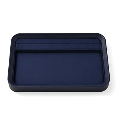 Oirlv Jewelry Display Tray for Vendors Velvet Jewelry Tray with Compartments for Rings and Bracelets(Blue) - color: Blue P21602