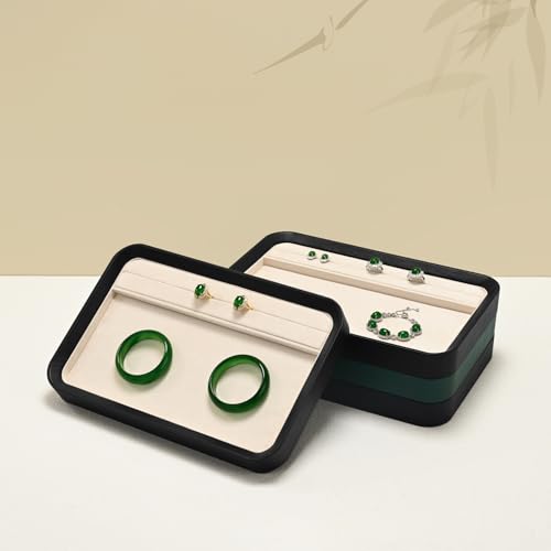 Oirlv Jewelry Display Tray for Vendors Velvet Jewelry Tray with Compartments for Rings and Bracelets(Beige) - color: Beige P21603
