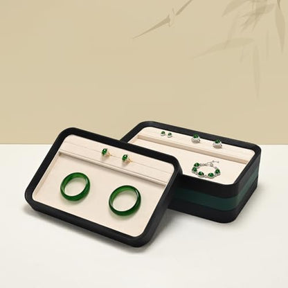 Oirlv Jewelry Display Tray for Vendors Velvet Jewelry Tray with Compartments for Rings and Bracelets(Beige) - color: Beige P21603