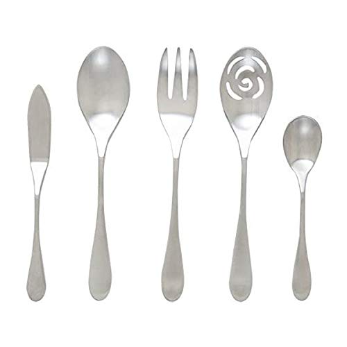 Knork Matte Original 5-Piece Serving Set, Stainless Steel, 8.5" - color: Matte Brushed Silver