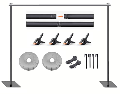7.5x10FT Adjustable Backdrop Stand Kit - Heavy Duty Iron Photography Background Support System with Portable Base, for Wedding/Birthday/Party Studio Shoots