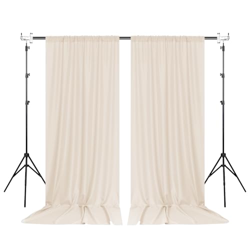 MEETSKY Beige Backdrop Curtains 10ft x 10ft for Wedding Birthday Baby Shower Photography Backdrop Fabric Curtains Drapes Home Window Decorations Rod Pocket Window Drapes,5ft x 10ft, 2 Panels - color: Beige, size: 60"W x 120"L (Pack of 2)