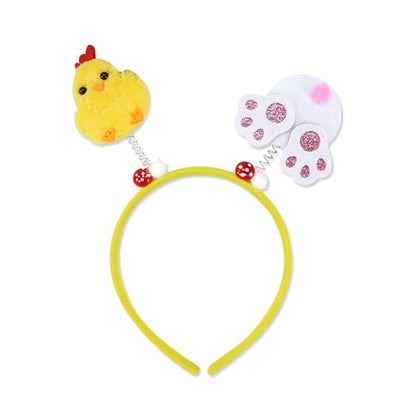 Chicken Rabbits Ears Hairband Photo Props Easters Hair Hoop Headband Party Headpiece Fun Headbands for Music Festival - style: Chicken rabbit tail model