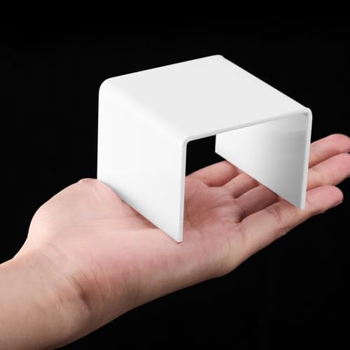 Chuangdi 20 Pcs Acrylic Display Risers, White Product Stand, Jewelry Display Riser Shelf Showcase Fixtures for Figure Dessert Cupcake Candy Action Showcase(White, Medium Set) - color: White, size: Medium Set