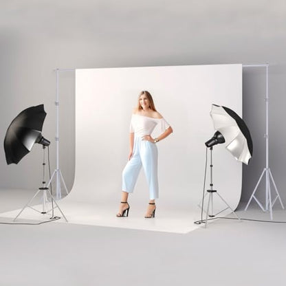 6.5 x 10ft Adjustable Backdrop Stand Kit,Heavy-Duty Photography Background Support System with Clamps & Carry Bag,Photo Video Studio Backdrop Stand for Parties,Weddings,Green Screen & Banner Display - color: Silver