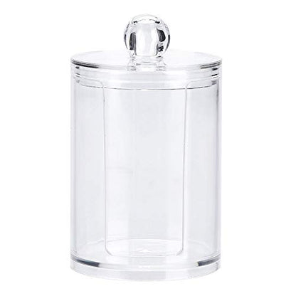 Dioche Round Clear Acrylic Makeup Cotton Pad Swab Holder Makeup Cosmetic Storage Organizer Box, Clear Acrylic Cotton Pad Container