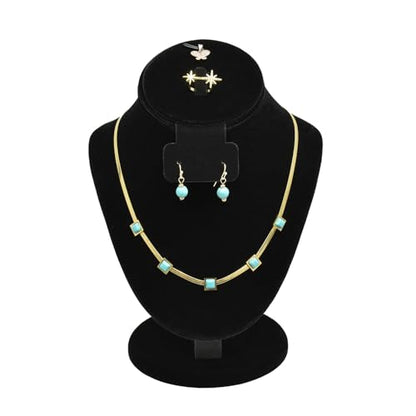 MOOCA Jewelry Display, Black Velvet Stand, Necklace Mannequin, Adjustable Hook, Wood Base, Fits Choker Necklaces, Jewelry Storage - color: Black Velvet