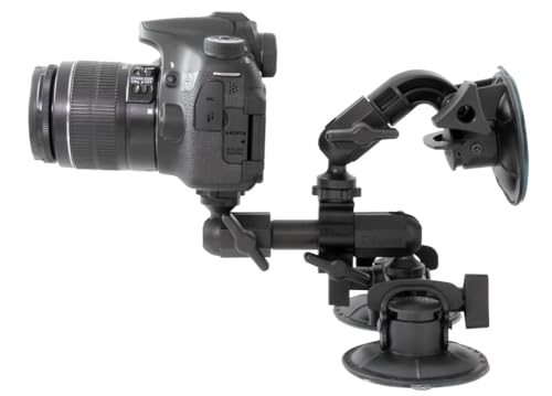 Delkin Devices Fat Gecko Triple Suction Camera Mount - Powerful Suction Cup Camera Mount for Car, Motorcycle, Desk, Window | Secure and Adjustable Action Camera Holder for Video Recording - style: Fat Gecko Triple
