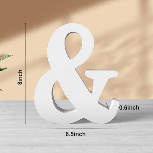 8 Inch White Wood Letters Unfinished Wood Letters for Wall Decor Decorative Standing Letters White Block Letters for wall Decoration for Craft Home Party Projects (&) - color: White-&, size: 8 inch