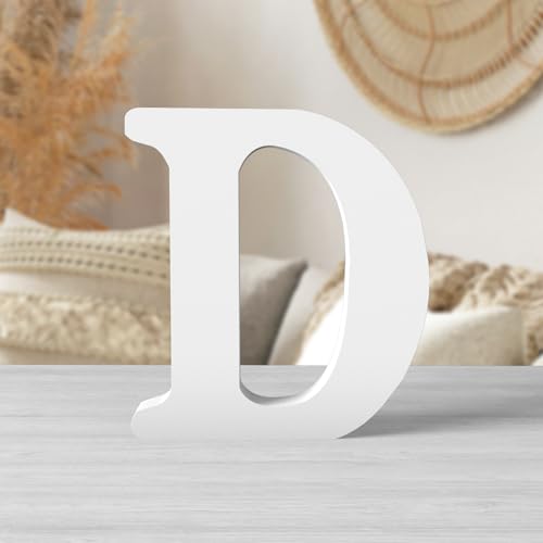 6 Inch White Wood Letters Unfinished Wood Letters for Wall Decor Decorative Standing Letters White Block Letters for wall Decoration for Craft Home Party Projects (D) - color: White-D, size: 6 inch