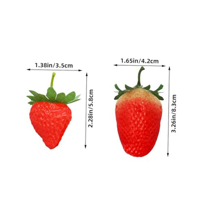 ibasenice Artificial Strawberries with Stem, 30pcs Realistic Plastic Strawberry Decor for Home Kitchen Party Decoration and Photography Props