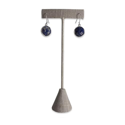 6Pcs Set Earring T Stand Display Set, Jewelry Display Stand for Showroom and Tradeshow Showcase Displays, various materials, 4 1/2 H in; 5 3/4 H in; 6 3/4 H in (Grey Linen) - color: Grey Linen