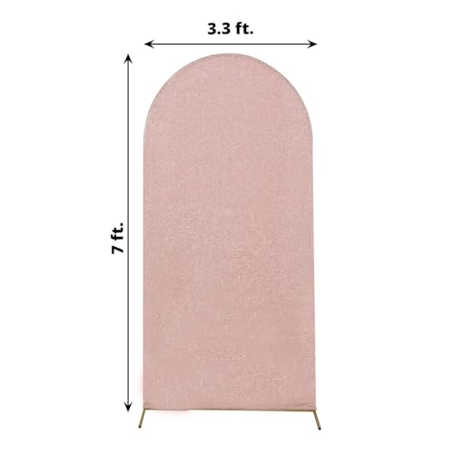 Efavormart 7ft Blush Rose Gold Chiara Arch Backdrop Cover, Metallic Spandex Double-Sided Arch Stand Cover, Wrinkle-Free for Wedding Party - color: Rose Gold, size: 7 FT