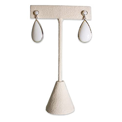 6Pcs Set Earring T Stand Display Set, Jewelry Display Stand for Showroom and Tradeshow Showcase Displays, various materials, 4 1/2 H in; 5 3/4 H in; 6 3/4 H in (Beige Suede) - color: Beige Suede