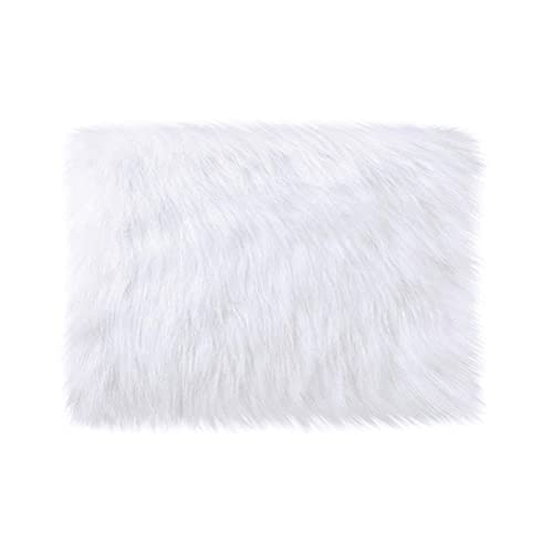 White Faux Fur Plush Cushion Fluffy Small Area Rug, Luxury Background for Small Items/Jewelry/Nail Art Desk Photos, Product Display & Home Decor (Rectangle - 15 x 10 Inches) - color: White Rectangle - 15 X 10 Inches