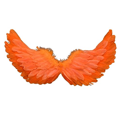 Fairy Wings Angel Feather Wings with Elastic Straps Costume Cosplay Photography Props Halloween Supplies - color: Orange, size: 23.62"X7.87"