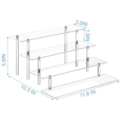 HENABLE 4 Tier Acrylic Perfume Organizer Stand, Clear Display Risers for Perfume, Cologne, Cosmetic, Skincare, Funko POP, Dessert Display, Cupcake Stand Holder