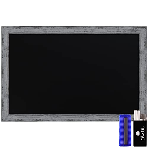 HBCY Creations Rustic Grey Wooden Magnetic Wall Chalkboard, Extra Large Size 24" x 36", Framed Decorative Chalkboard - Great for Kitchen Decor, Weddings, Restaurant Menus and More! (24" x 36") - color: 4 - Grey, size: 36"W x 24"H