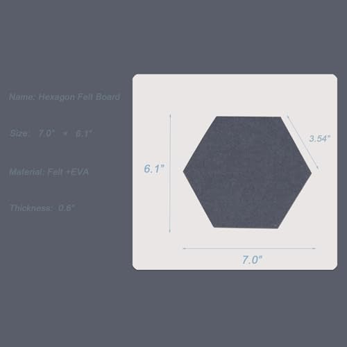 LAJAR 8 Pcs Hexagon Felt Bulletin Board Tiles, Self Adhesive Felt Pin Board Wall Tiles for Photos, Pictures, Memos (Light Gray) - color: Light Gray