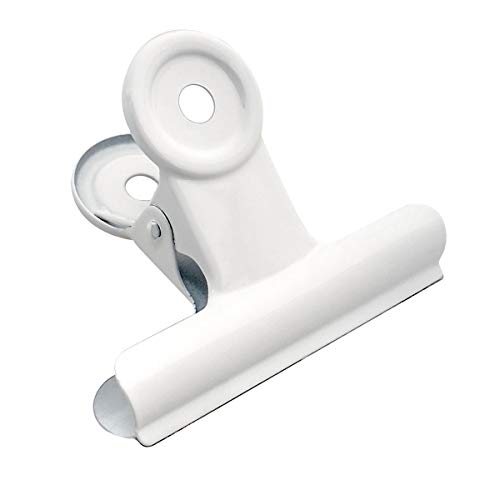 Coideal Large White Bull Clips - 12 Pack Metal Hinge Paper Clips File Clamps for Crafts, Food Bags, Drawings, Photos at Home Kitchen & Office (2 1/2 Inch) - color: White
