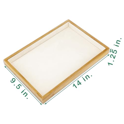 The Display Guys - Stackable Jewelry Tray and Organizer - for Drawers, Dressers, Store Display (Flat, Bamboo Suede) - color: Bamboo Suede, size: No Compartment