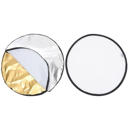 PRETYZOOM 60cm 5-in-1 Photography Light Reflector Folding Reflective Board with Soft Diffuser for Outdoor and Studio Photo Lighting Equipment