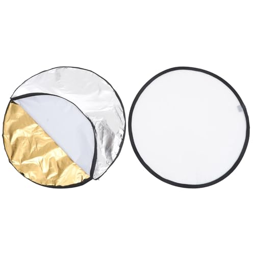 PRETYZOOM 60cm 5-in-1 Photography Light Reflector Folding Reflective Board with Soft Diffuser for Outdoor and Studio Photo Lighting Equipment