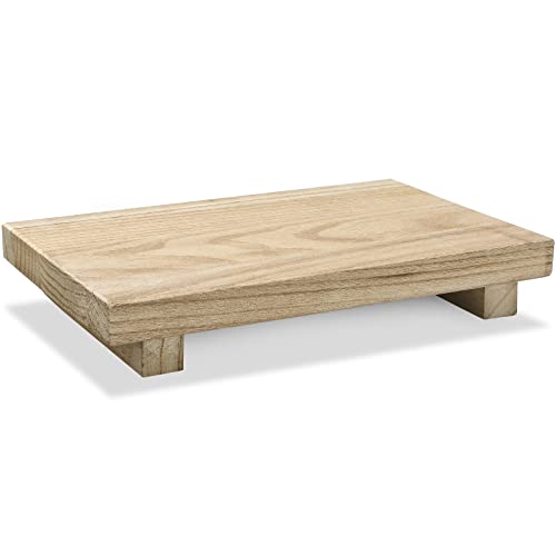 Nuogo Wood Riser Tray Soap, Stand Soap Tray for Kitchen Sink, Wood Pedestal for Kitchen Counter Sink Stand Decorative Rustic Bathroom Dishes Plant Bottles Candles Display(12 x 7 Inch,Natural) - color: Natural, size: 12 x 7 Inch
