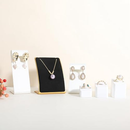 Black Necklace display stand, Velvet Jewelry necklace display holder for selling, small metal earring neck storage organizer, online jewelry photography props【Black】 - color: black
