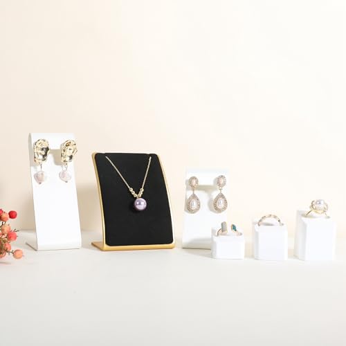 Black Necklace display stand, Velvet Jewelry necklace display holder for selling, small metal earring neck storage organizer, online jewelry photography props【Black】 - color: black