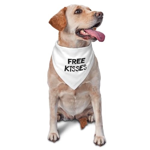 Free Kisses Dog Bandana,Valentine's Day Dog Bandana,Adjustable Size, Cute Photo Prop Pet Scarf Accessories for Pet Lovers Gifts (White) - color: White