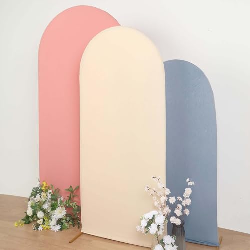 Efavormart 6ft Beige Spandex Fitted Arch Slipcover, Snug Fit Round Top Backdrop Sleeve for Boho-Chic Weddings and Photo Booth Stations - color: Beige, size: 6 FT