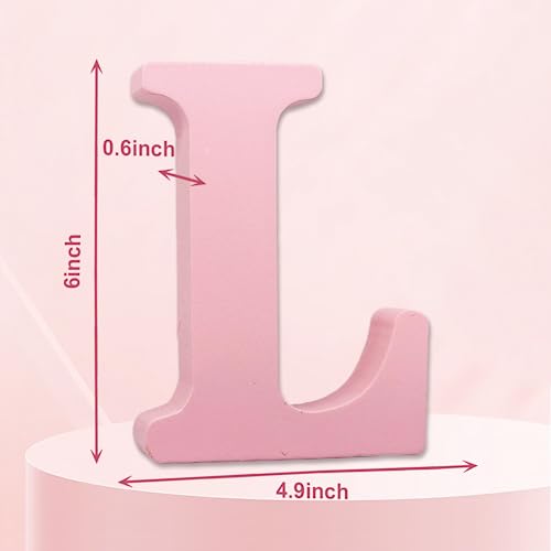 AOCEAN 6 Inch Pink Wood Letters Unfinished Wooden Letters for Wall MAGA Decorative Standing Letters Slices Sign Board for Crafts Christmas Decoration Home Party Projects (L) - style: L