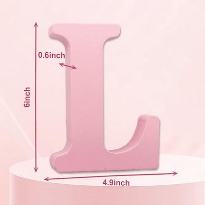 AOCEAN 6 Inch Pink Wood Letters Unfinished Wooden Letters for Wall MAGA Decorative Standing Letters Slices Sign Board for Crafts Christmas Decoration Home Party Projects (L) - style: L