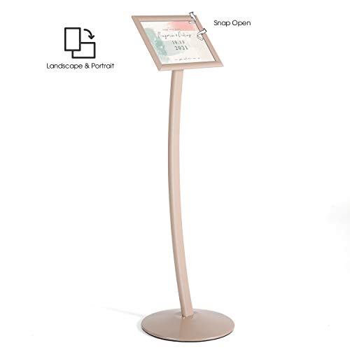 M&T Displays Curved Menu Board, 8.5x11 Pedestal Sign Holder Pale Rose Floor Standing Aluminum Front Loading Easy Open Poster Message Advertisement Holder For Restaurant Cafe Hotel - color: Pale Rose, size: 8.5x11