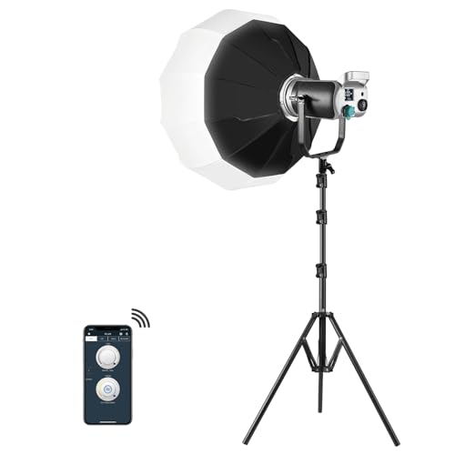 GVM 200W LED Video Light with Lantern Softbox, SD200D Photography Studio Lighting Kit with Bluetooth/DMX Control, 93000lux@0.5m 3200K-5600K Bi-Color Continuous Output Lighting for YouTube - size: 200w