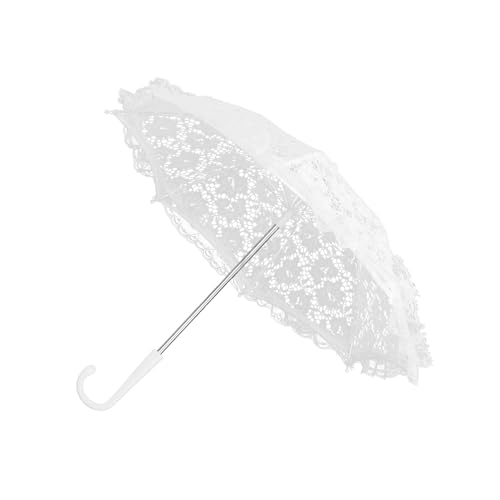 Mini White Lace Umbrella, 16.5x18 inch Vintage Bridal Lace Decorative Umbrella for Tea Party, Small Photography Prop, Craft umbrella for Kids, Wedding Party Photo Props
