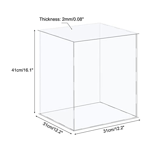 MECCANIXITY Acrylic Display Case Plastic Box Cube Storage Box Clear Assemble Showcase 12.2x12.2x16.1 Inch for Collectibles - size: 12.2x12.2x16.1 Inch