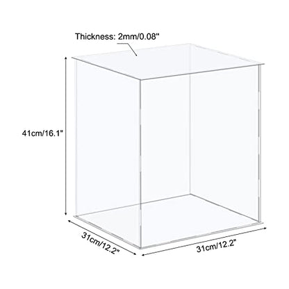 MECCANIXITY Acrylic Display Case Plastic Box Cube Storage Box Clear Assemble Showcase 12.2x12.2x16.1 Inch for Collectibles - size: 12.2x12.2x16.1 Inch